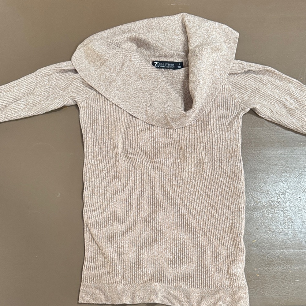 Avenue Light Brown Cowl Neck Sweater